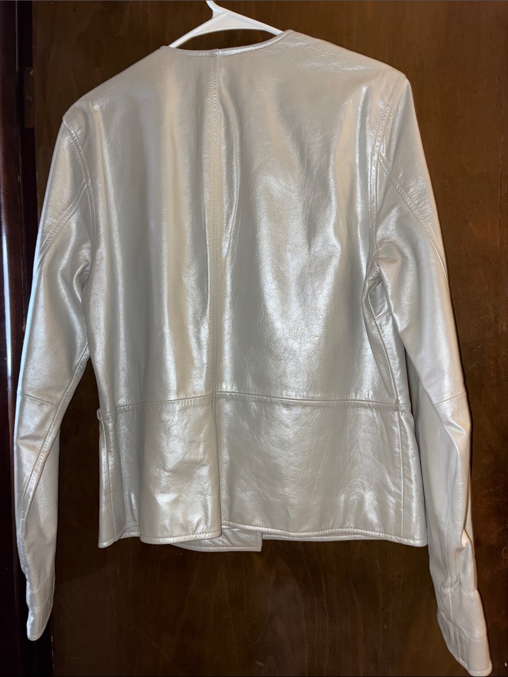 Perry Ellis Women's Ivory Leather Jacket - Picture 4 of 4